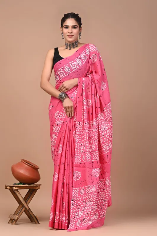 Exclusive Soft mulmul cotton sarees for women with atttached blouse piece